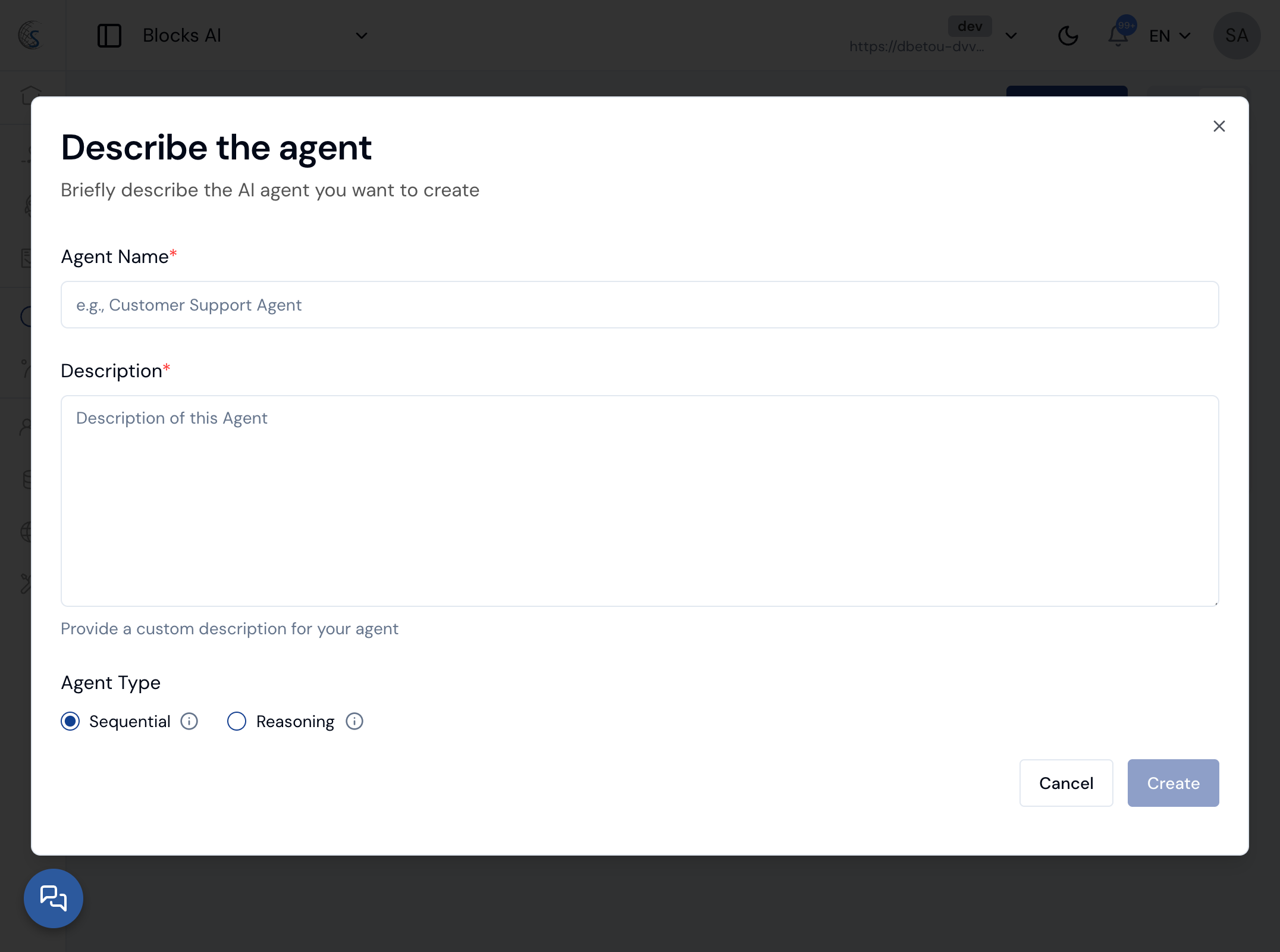 Create agent from template AI